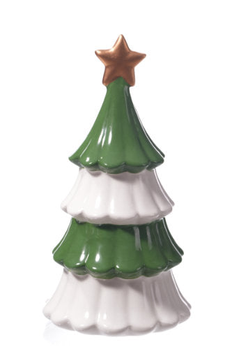 Special T Imports C25712 Ceramic Layered Tree W/ Star -  Green/White