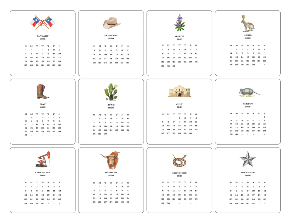 Maison de Papier CAL026009 Texas Calendar with Easel