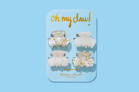 Taylor Elliott Designs CC-07 Mini Claw Clips - Pearl Confetti Set of 4