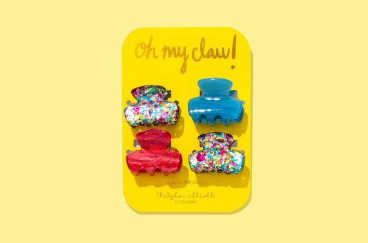 Taylor Elliott Designs CC-08 Mini Claw Clips - Colorful Confetti Set of 4