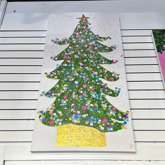 CYTA Art Twinkle Tree Hand Painted Canvas - 28"x48"