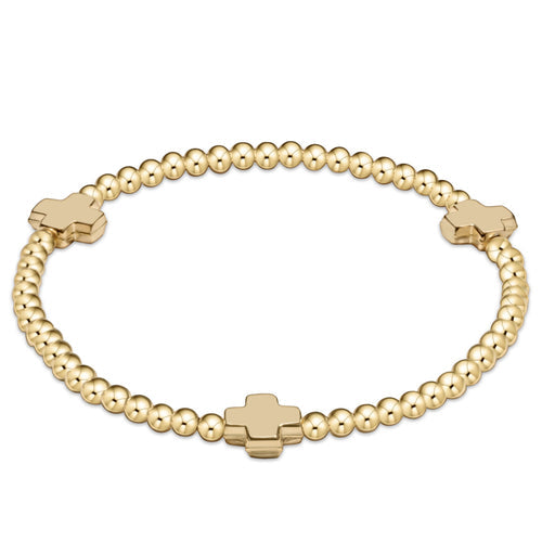 enewton EGIRL Signature Cross Gold Pattern 3mm Bead Bracelet