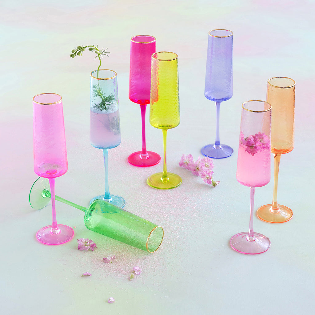 One Hundred 80 Degrees Rainbow Champagne Flute - 8 Assorted Colors