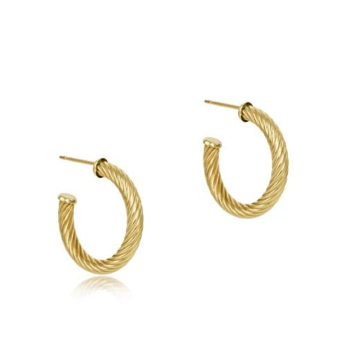 enewton ERDG05PH4TTW Round Gold 0.5" Post Hoop - 4mm Textured Twist