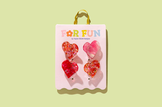 Taylor Elliott CC-10 For Fun Pink & Red Hearts Mini Claw Clips