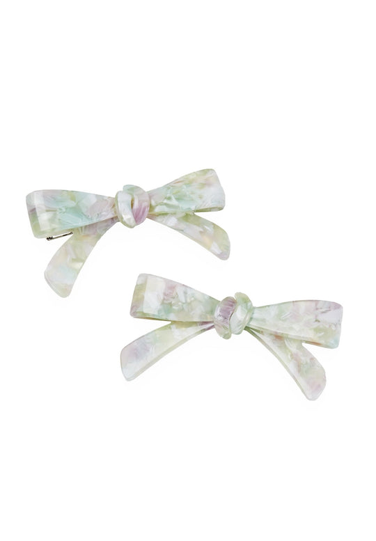 Violet & Brooks Marbelized Bow Clip  - Set of 2