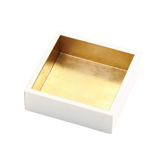 Caspari HC15 Lacquer Cocktail Napkin Holder - Ivory w/Gold Lacquer