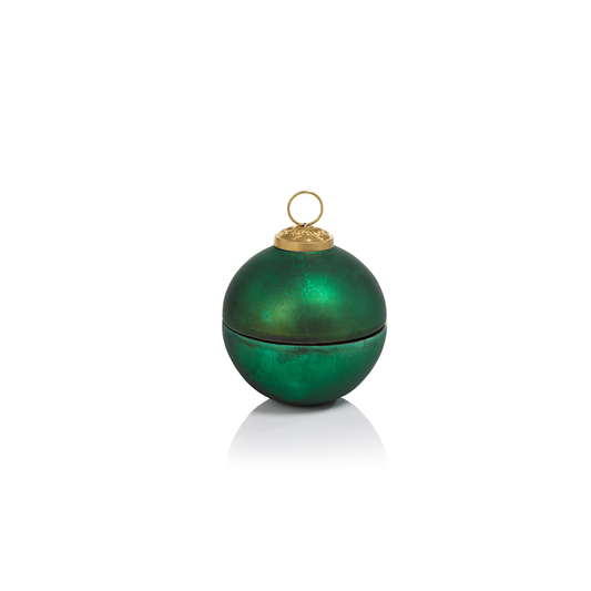 Zodax IG-2617 Matt Green Ornament Ball Siberian Fir Scented Candle - Small