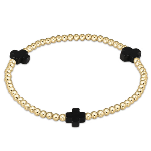 enewton BSCGP3 Signature Cross Gold Pattern 3mm Bead Bracelet