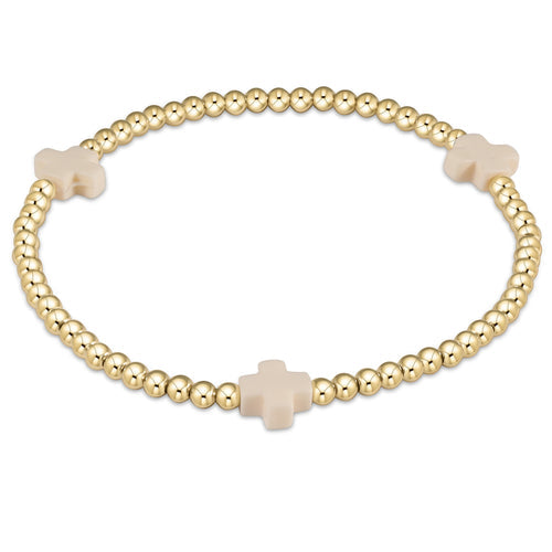 enewton BSCGP3 Signature Cross Gold Pattern 3mm Bead Bracelet