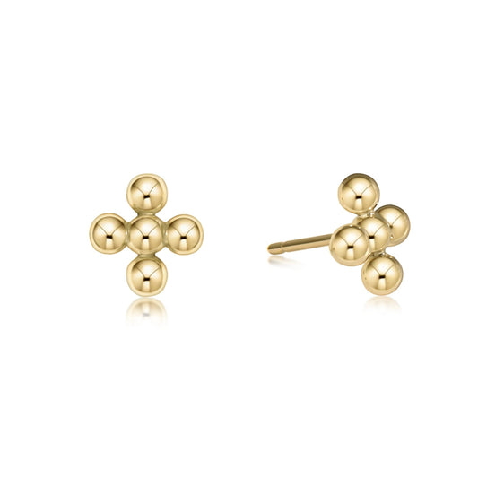 enewton ECL4SCSG Classic Beaded Signature Cross Stud Earrings- 4mm Bead Gold