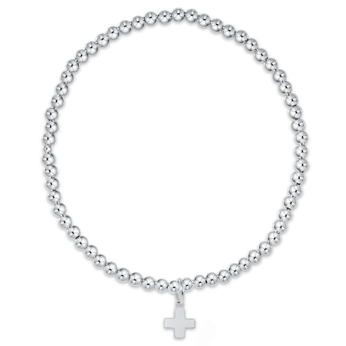 enewton BCLSS3SCS Classic Sterling 3mm Bead Bracelet - Signature Cross Sterling Charm