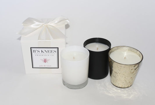 B's Knees 1-Wick White Glass Candle -Joie de Vivre