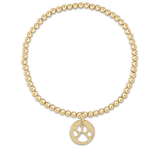 enewton BCLG3PPGD Classic Gold 3mm Bead Bracelet - Paw Print Gold Disc