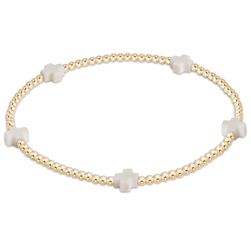 enewton BSCSMGP2 Signature Cross Small Gold Pattern 2mm Bead Bracelet