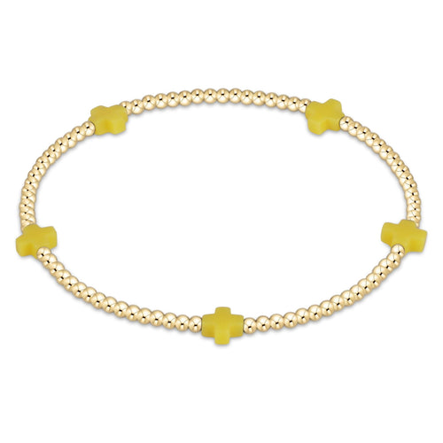 enewton BSCSMGP2 Signature Cross Small Gold Pattern 2mm Bead Bracelet