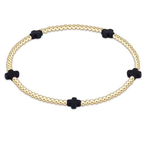 enewton BSCSMGP2 Signature Cross Small Gold Pattern 2mm Bead Bracelet