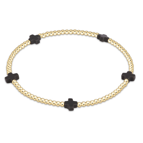 enewton BSCSMGP2 Signature Cross Small Gold Pattern 2mm Bead Bracelet