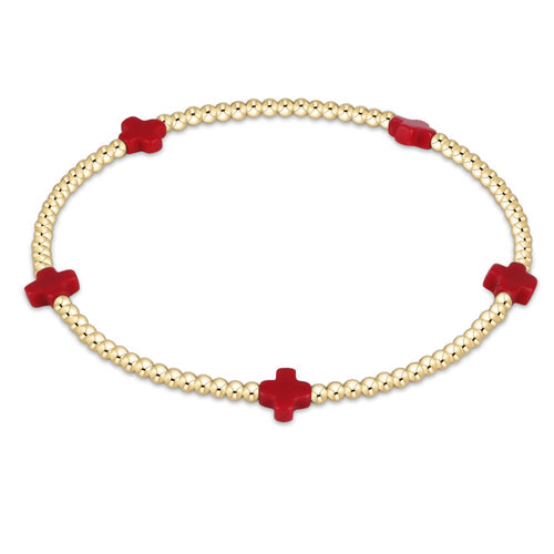 enewton BSCSMGP2 Signature Cross Small Gold Pattern 2mm Bead Bracelet