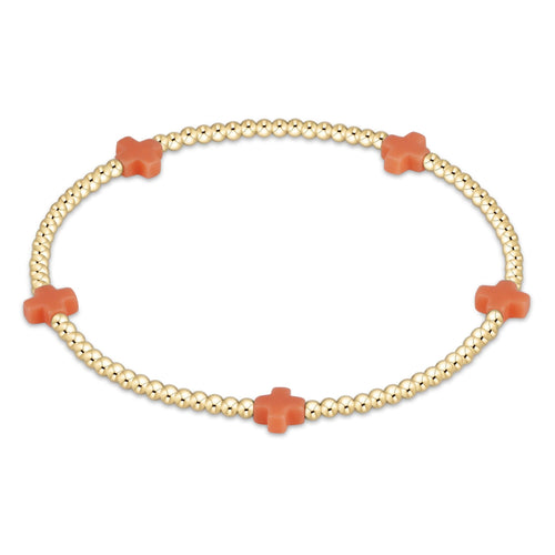 enewton BSCSMGP2 Signature Cross Small Gold Pattern 2mm Bead Bracelet