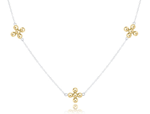 enewton N15SISSMXMCLSCG 15" Choker Simplicity Chain Sterling Mixed Metal - Classic Beaded Signature Cross Gold