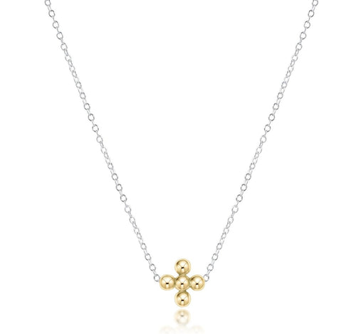 enewton N16SSCLSCG3 16" Sterling Mixed Metal Necklace - Classic Beaded Signature Cross Gold - 3mm Bead Gold