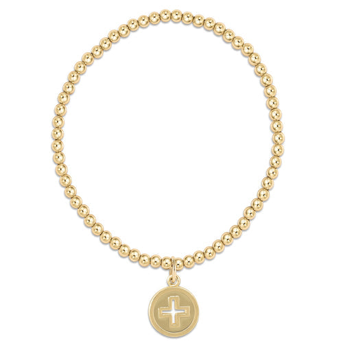 enewton BCLG3SCGD Classic Gold 3mm Bead Bracelet - Signature Cross Gold Disc