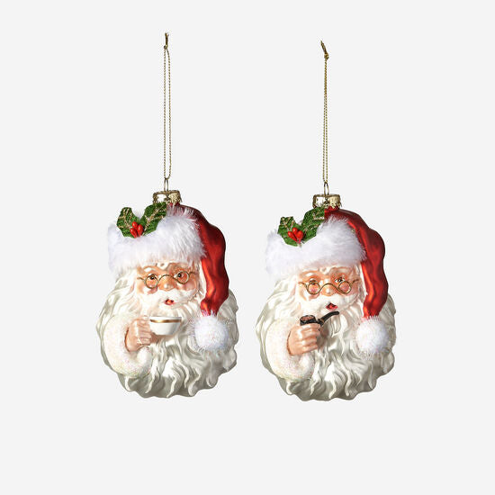 One Hundred 80 Degrees CG0498 Santa Head Ornament W/ Pipe & Cup