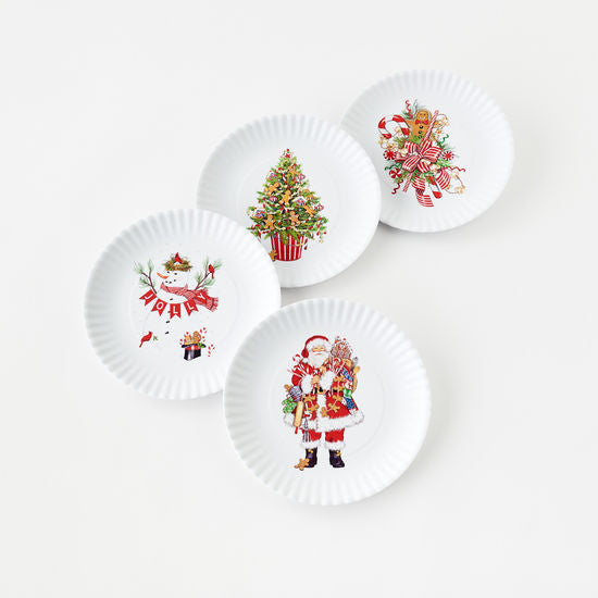 One Hundred 80 Degrees ME0448 Santa/Tree/Gingerbread/Snowman "Paper" Plate - Set of 4