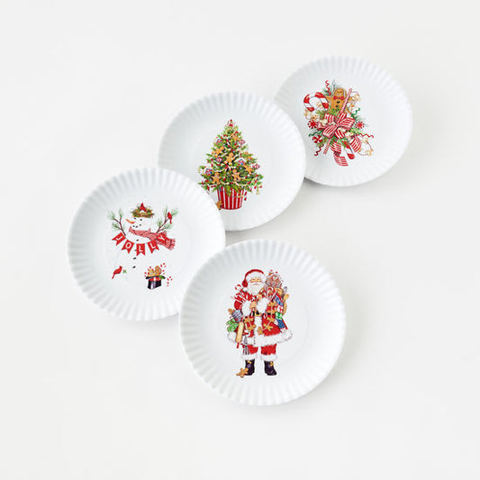 One Hundred 80 Degrees ME0448 Santa/Tree/Gingerbread/Snowman "Paper" Plate - Set of 4