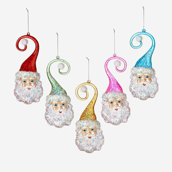 One Hundred 80 Degrees NT0804 Santa Multi Colored Swirl Hat Ornament