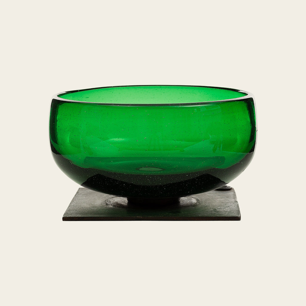 Jan Barboglio 3378GR Papa-Cito Green Bowl on Iron Stand