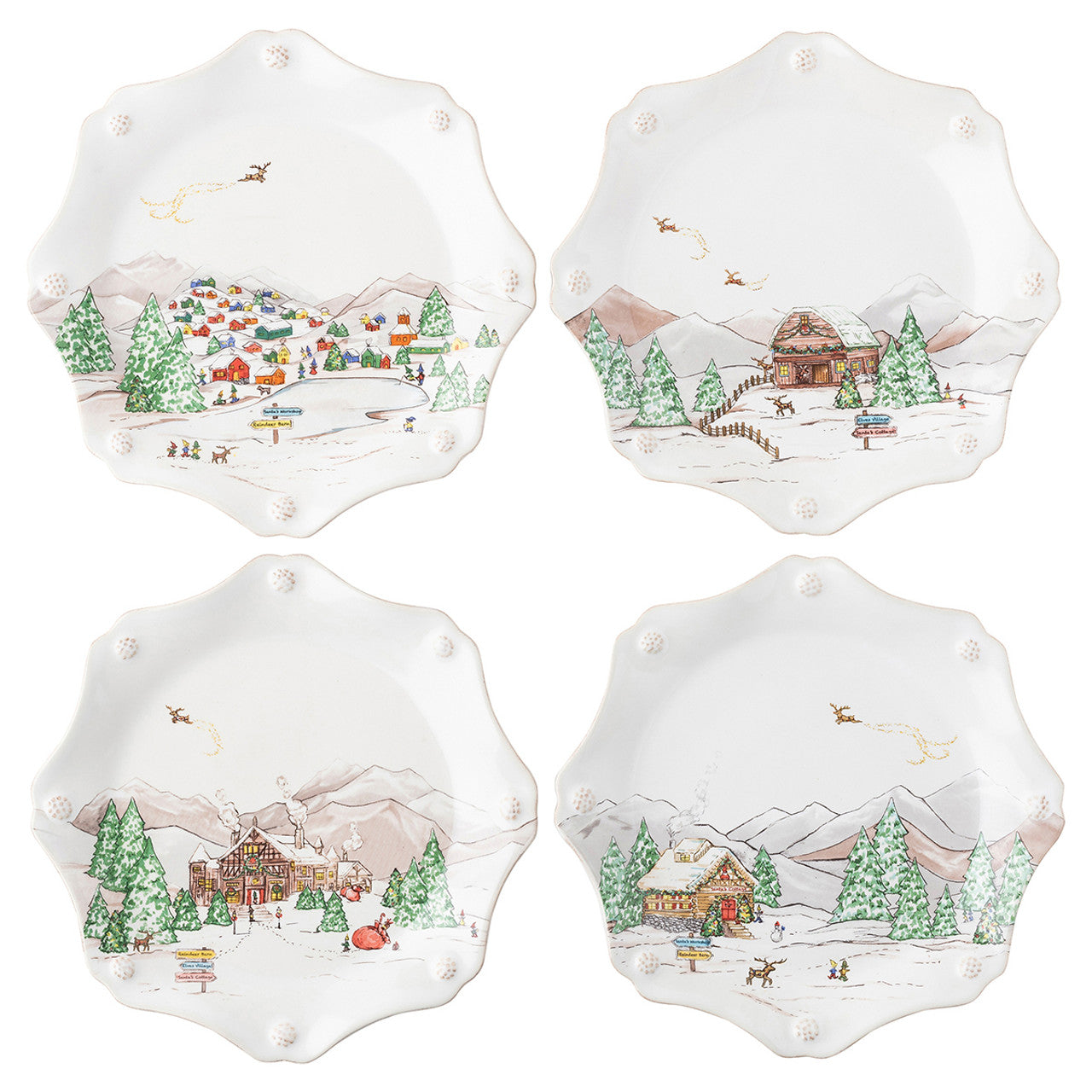 Juliska JN63SET/88 Berry & Thread North Pole Salad Plate - 4 Assorted