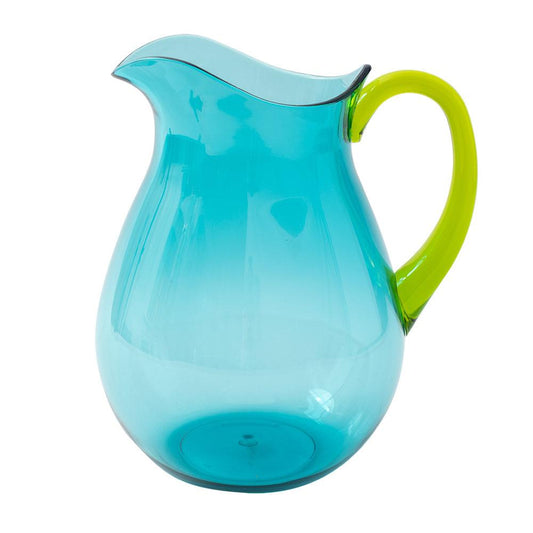 Caspari Acrylic Pitcher W/ Handle - Turquoise/Lime Green