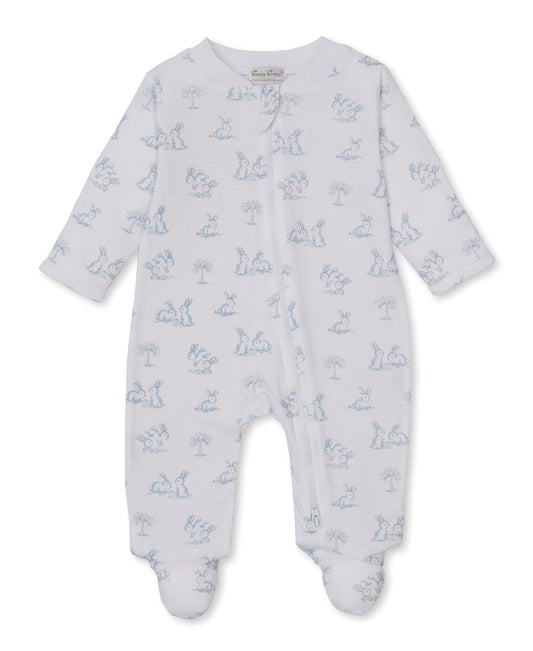 Kissy Kissy KBQ14188N Springtime Bunny Fun Zippered Footie - Light Blue