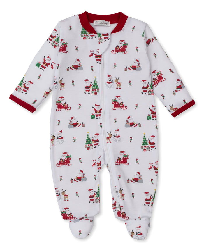 Kissy Kissy KNQ12395N Christmas Caper Footie with Zip Print