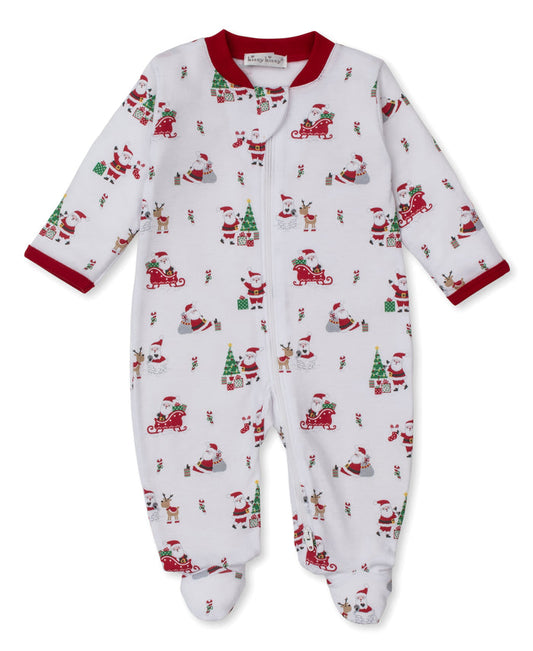Kissy Kissy KNQ12395N Christmas Caper Footie with Zip Print