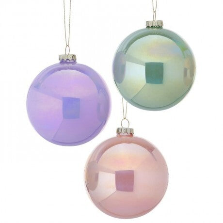 Regency International MTX59290 4" Glass Pearlized Ball Ornament - 3 Assorted Colors