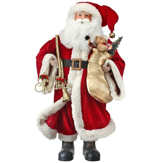 Regency International MTX59831 Velvet/Fur "Merry Christmas" Santa w/Stocking - 36"