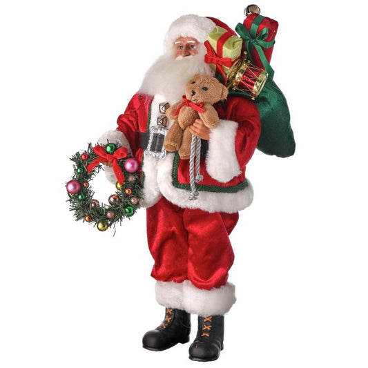 Regency International MTX66772 Fabric/Resin Santa W. Wreath & Toy Sack - 18"