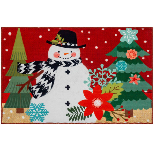 Jellybean PR2L-JB004 Snowman on Burlap Rug