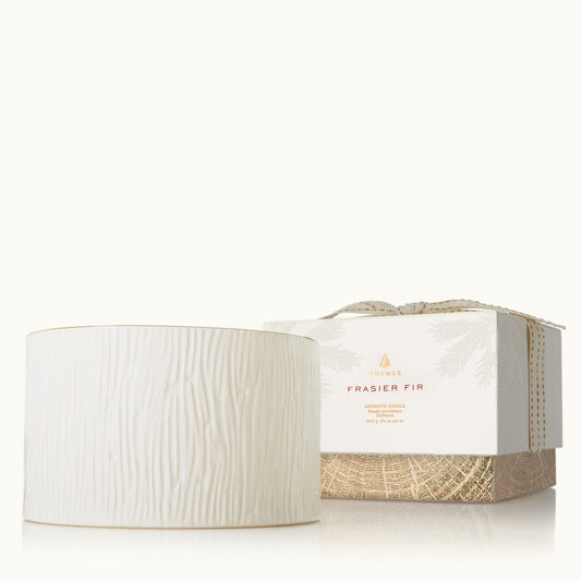 Thymes TH03535243510 Fraiser Fir Gilded Ceramic Poured Candle - 3 Wick