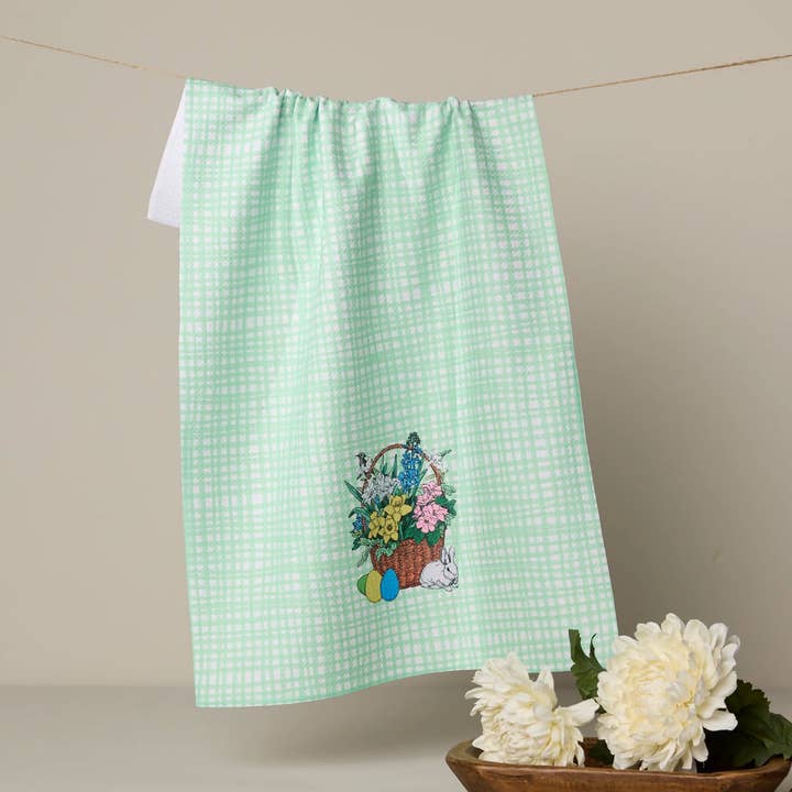 Geometry Bunny Basket Tea Towel