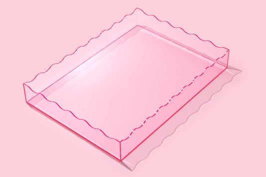 Taylor Elliott Designs TRAY-14 Wavy Rectangle Tray - Large Light Pink