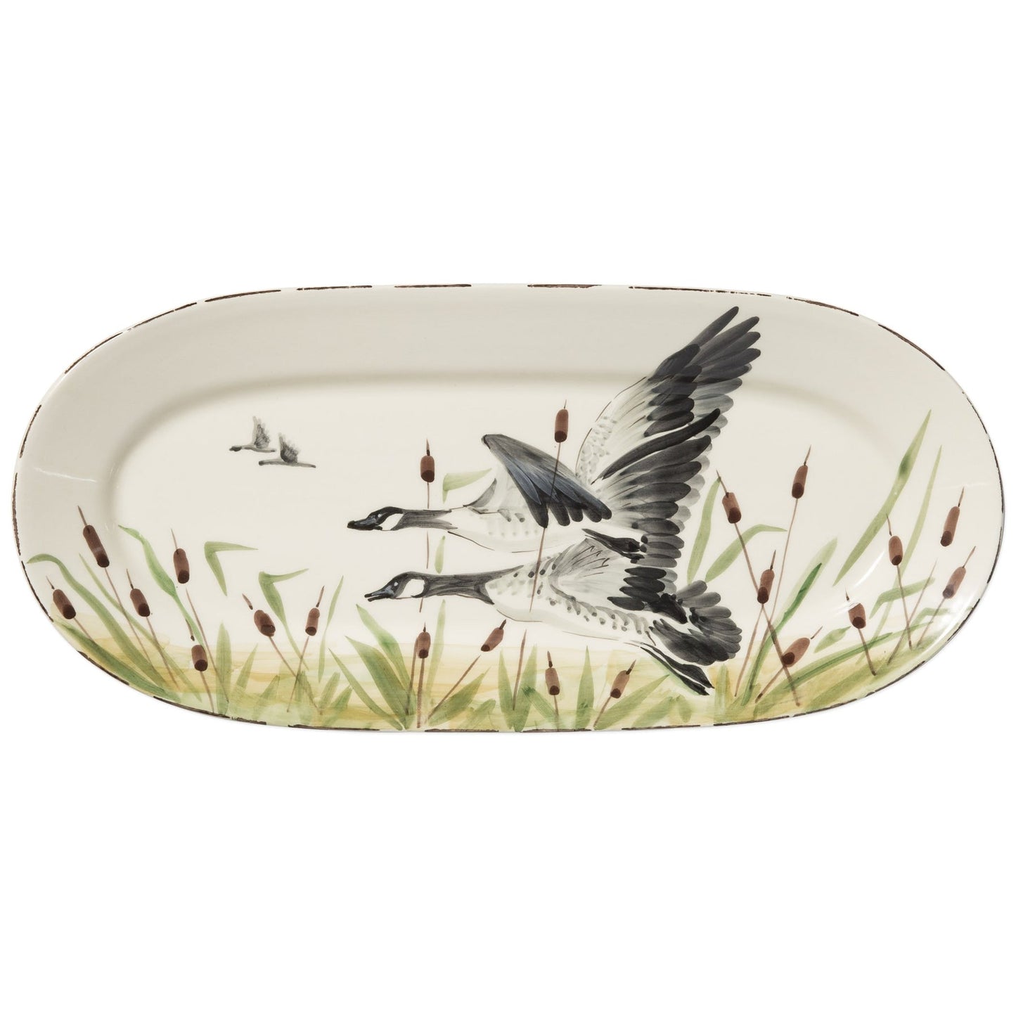 Vietri WDL-7877 Wildlife Geese Small Oval Platter