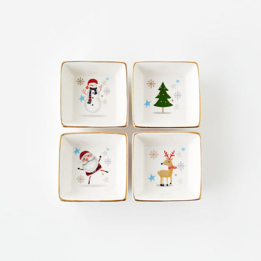 One Hundred 80 Degrees WI0022 Santa & Friends Square Dish 3" x 3"