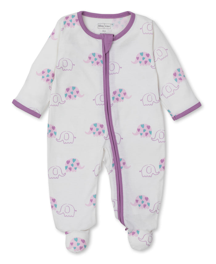 Kissy Kissy XGQ00887N Elephant Love Zipper Footie - Mauve