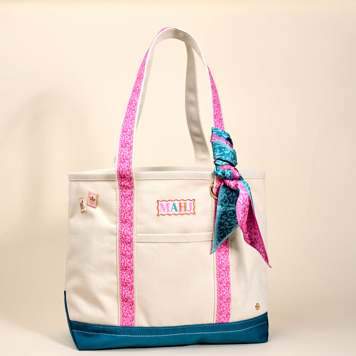 the darling effect YR-CNVBAG-DRL-MJT The Darling Canvas Tote Bag-It's Mahj Time