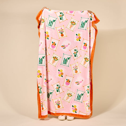 The Darling Effect YR-PLSHB-MJT Snuggle Up Plush Blanket - It's Mahj Time