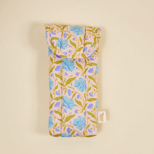 The Darling Effect YR-SGC-POPAQ Puffy Sunglasses Case - Poppin' Petals Aqua